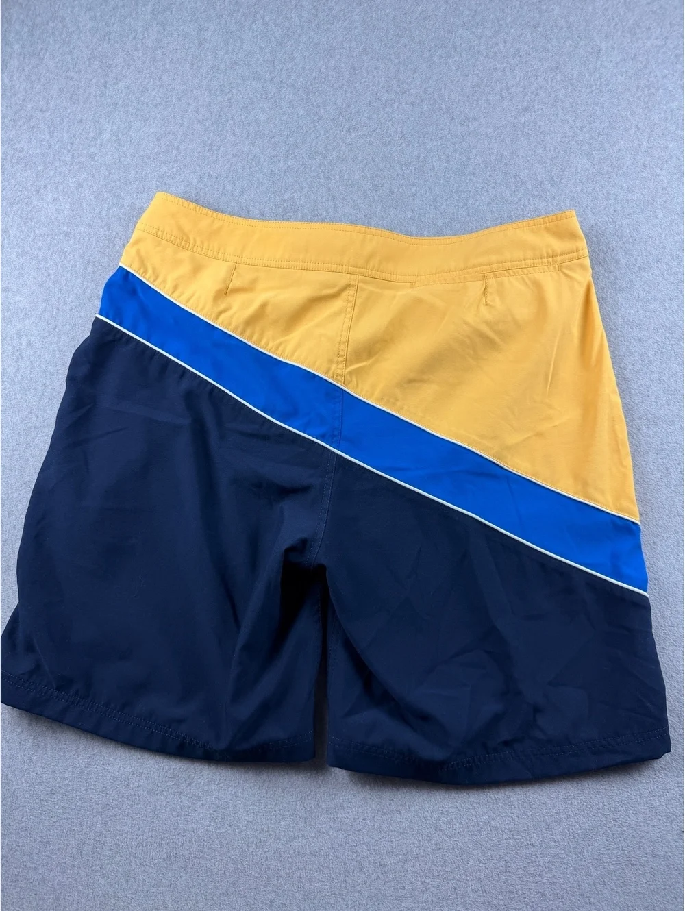 Nautica Mens 36W Board Shorts Colorblock Yellow Blue Navy Swim Trunks Y2K
